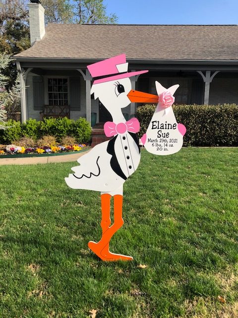 Pink Stork Sign : Stork Rental in NW Oklahoma City, The Village, Nichols Hills, Edmond, Yukon, Piedmont, Bethany, Arcadia